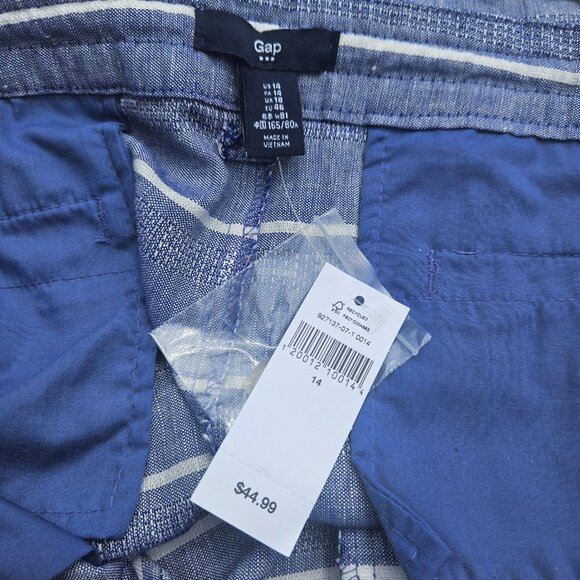 GAP Blue & White Striped LINEN Cotton blend Shorts Size 14 drawstring summer NWT - Picture 9 of 12